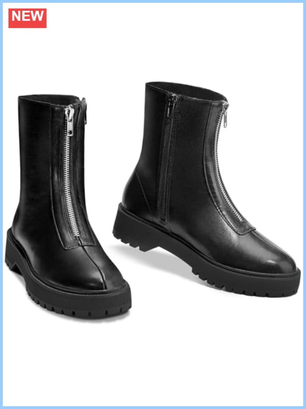 Faux Leather Platform Zipper Chunky Heel Chelsea Ankle Boots